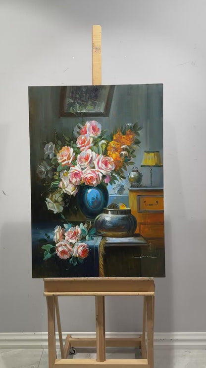 Unutulmuş Bir Buket Gül Yağlı Boya Tablosu