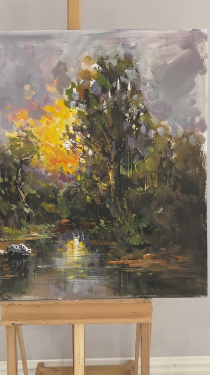 Doğanın Kollarında Yağlı Boya Tablosu