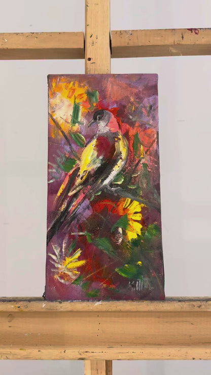 Rengarenk Kuş Yağlı Boya Tablosu