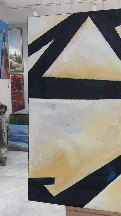 Soyut Çizgiler Yağlı Boya Tablosu