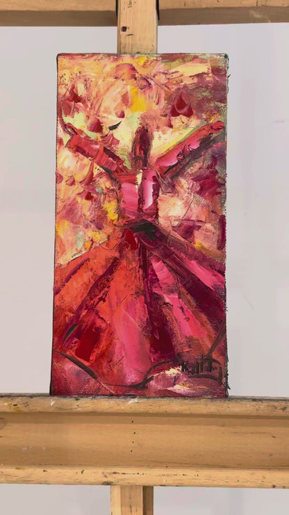 Kırmızı ve Semazen Yağlı Boya Tablosu