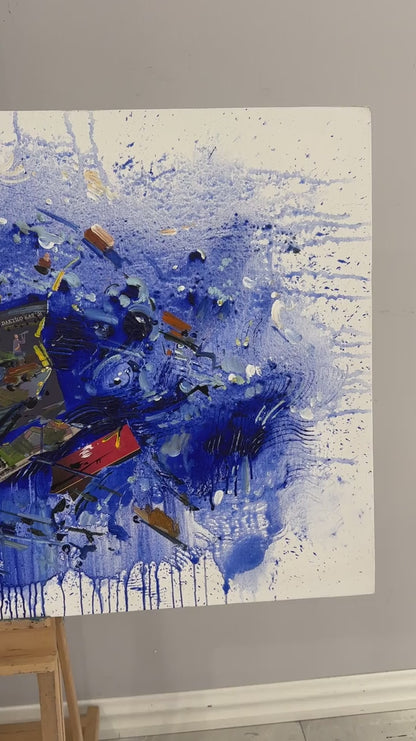 Gazete Sayfalarında Renkli İzler Yağlı Boya Tablosu