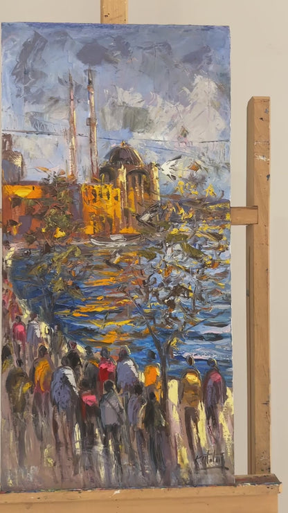 Ortaköy'ün Işıltısı Yağlı Boya Tablosu