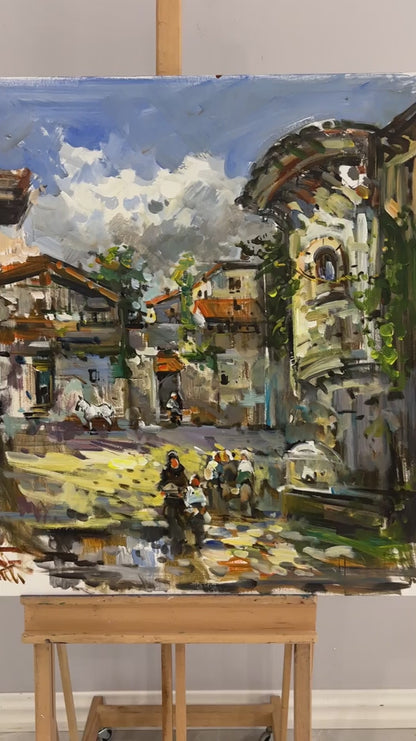 Köy Yollarında Adımlar Yağlı Boya Tablosu