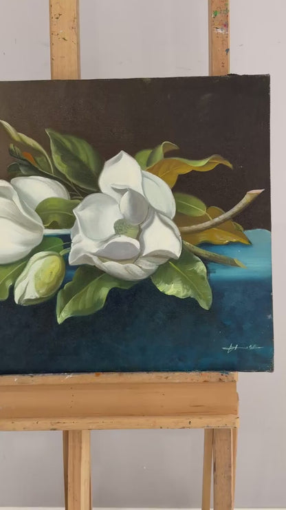 Bir Demet Manolya Yağlı Boya Tablosu