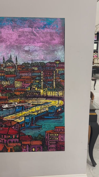 İstanbul Boğazının Işıltısı Yağlı Boya Tablosu