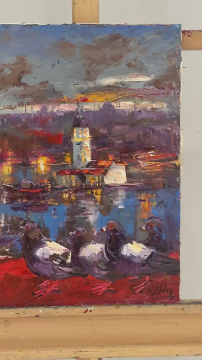 Salacakta Güvercinler Yağlı Boya Tablosu