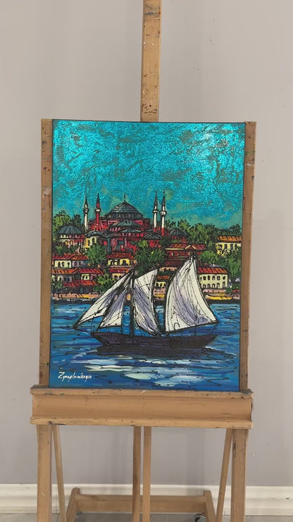 Parlayan Renklerle Boğaz Yağlı Boya Tablosu