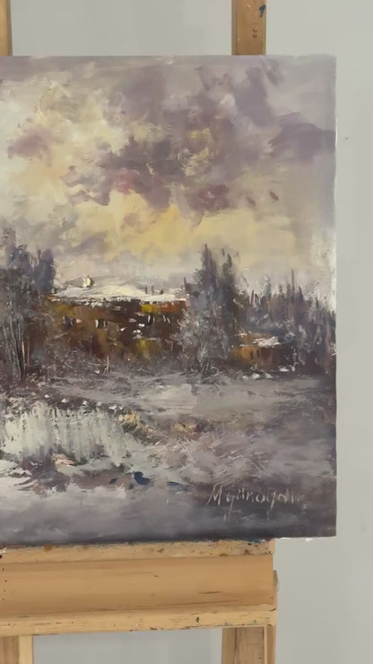 Sessiz Kış Yolu Yağlı Boya Tablosu