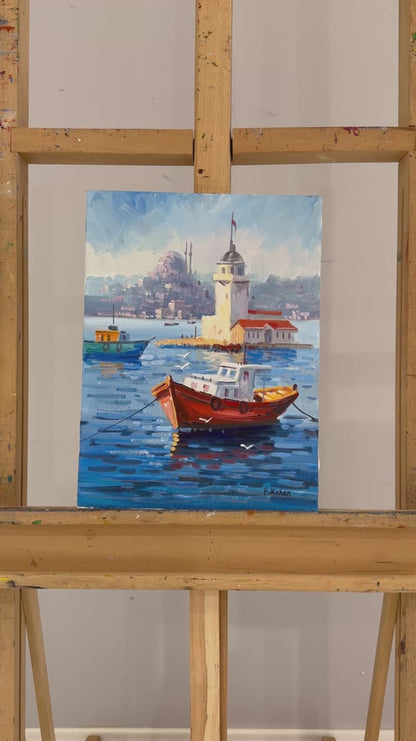 Kız Kulesi Renkleri Yağlı Boya Tablosu