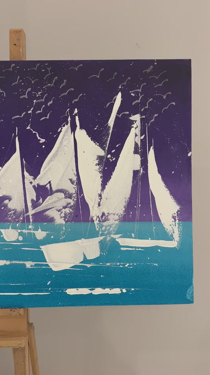 Yelkenlerin Işığı Yağlı Boya Tablosu