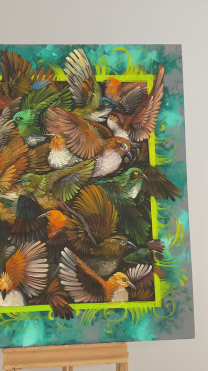 Kuşlar Konseri Yağlı Boya Tablosu