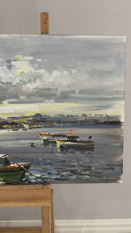 Boğazın Tarihi Akışı Yağlı Boya Tablosu