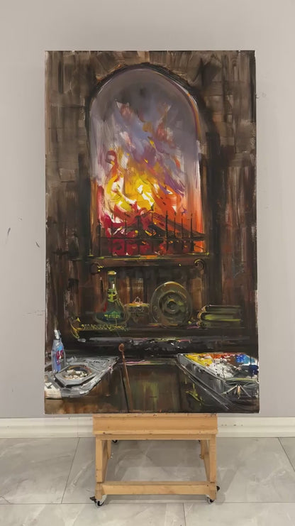 Pencere Önünde Gün Yağlı Boya Tablosu