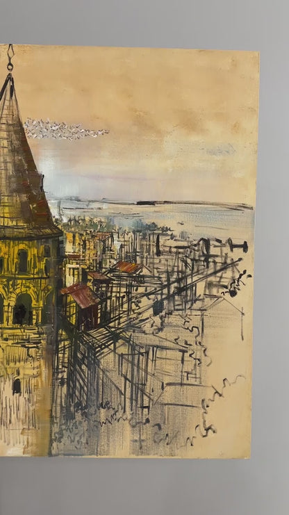 Galata'nın Görkemli Silueti Yağlı Boya Tablosu