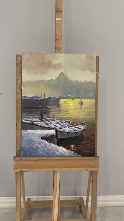 Kar Altında Boğaz Yağlı Boya Tablosu