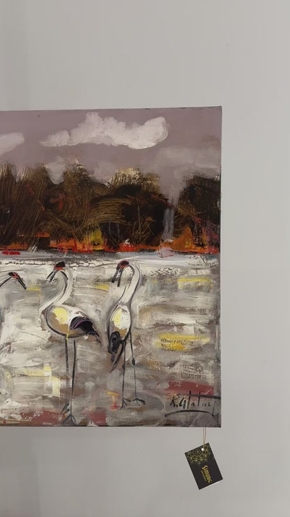 Turnaların Huzurlu Göçü Yağlı Boya Tablosu