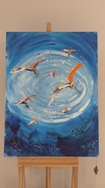 Turuncu Kanatlar Yağlı Boya Tablosu