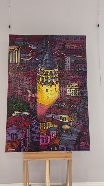 Galata'dan Seyir Yağlı Boya Tablosu