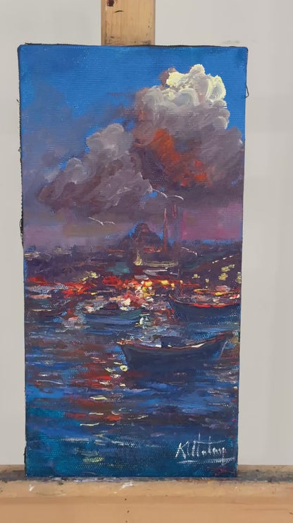 Boğazın Sessiz Mavisi Yağlı Boya Tablosu