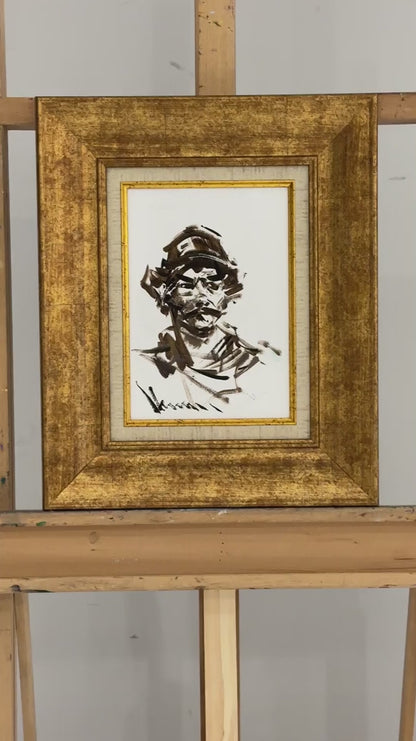 Çizgisel Portre Yağlı Boya Tablosu