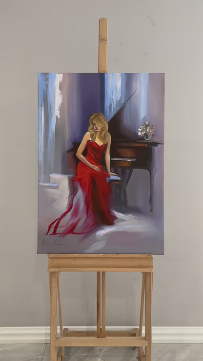 Piyano Çalan Yağlı Boya Tablosu