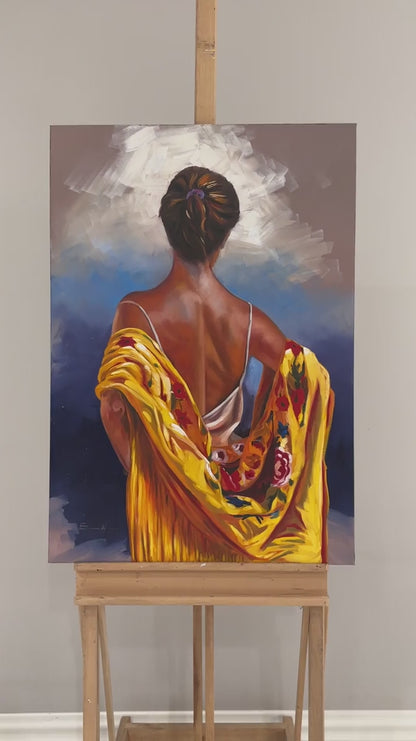 Esmer Kadının Zarafeti Yağlı Boya Tablosu