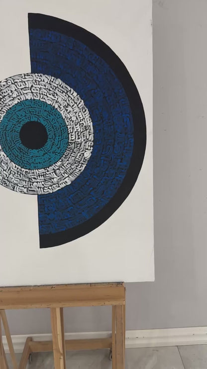 Nazar Boncuğu Meşk Yağlı Boya Hat Tablosu