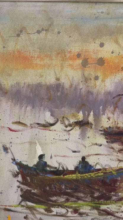 Boğaz'da Kayıkçıların Dansı Yağlı Boya Tablosu