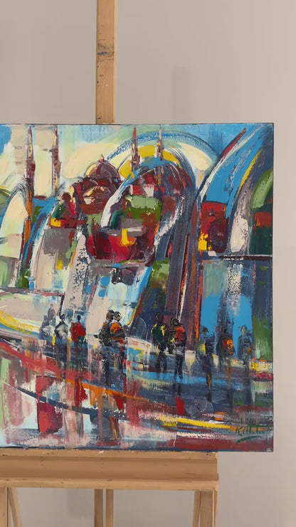 Soyut İstanbul Manzaraları Yağlı Boya Tablosu