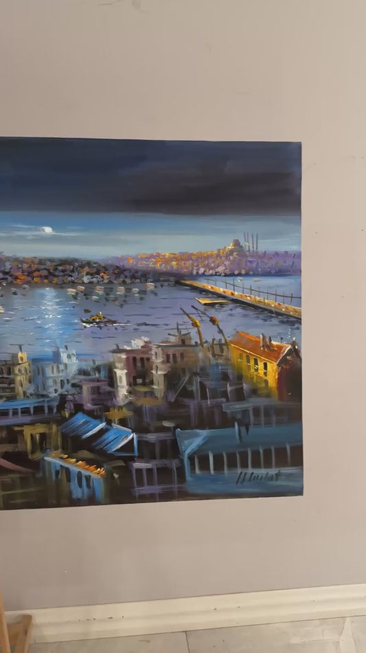 İstanbul’da Mavi Saat Yağlı Boya Tablosu