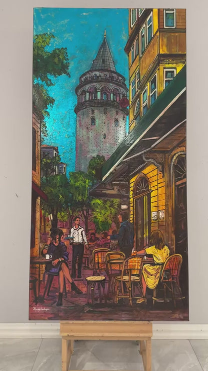 Galata’da Bir Akşam Sohbeti Yağlı Boya Tablosu