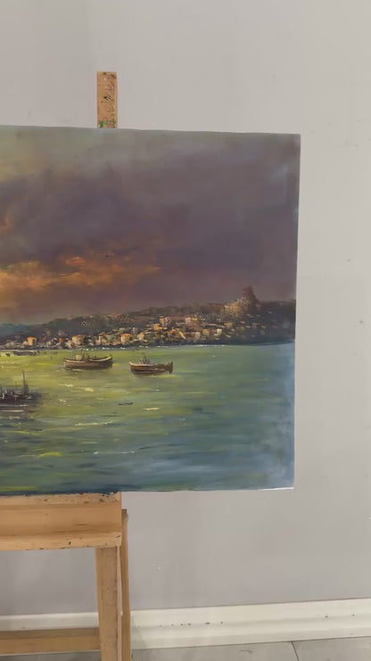 Masal Gibi Kız Kulesi Yağlı Boya Tablosu