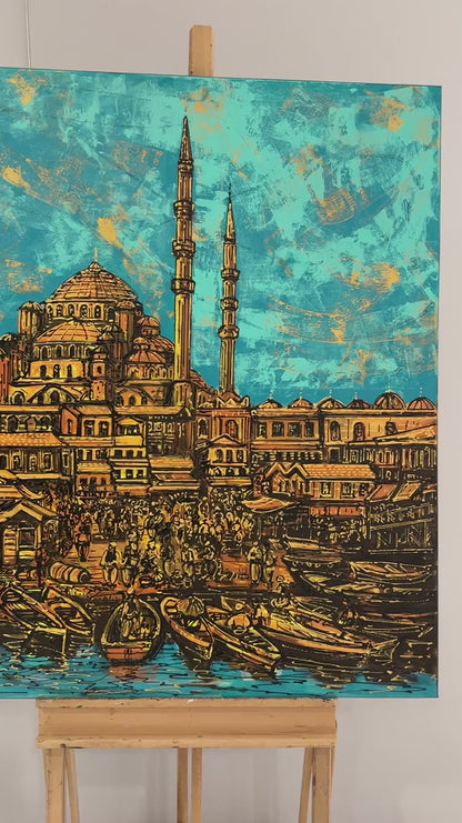 Denizin Kenarındaki Cami Yağlı Boya Tablosu