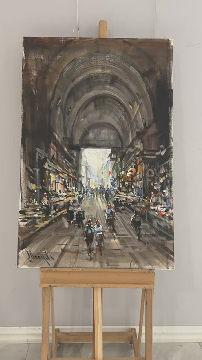 Eski Çarşıda Bir Gün Yağlı Boya Tablosu