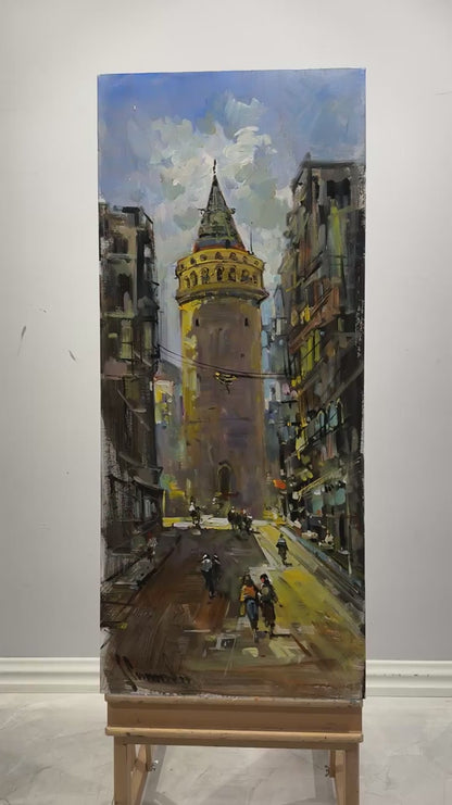 Kule Sokaklarında Yağlı Boya Tablosu