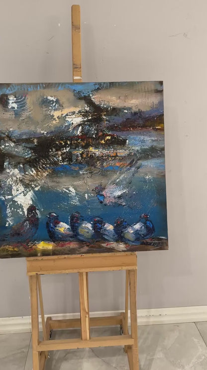 Hayallerde Güvercinler Yağlı Boya Tablosu