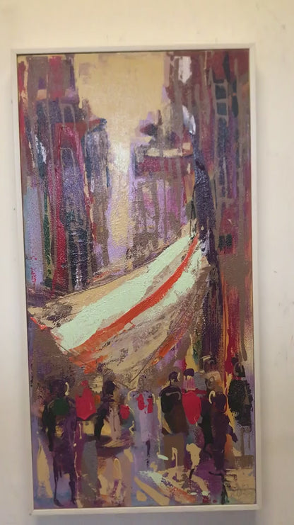 Pazar Sokağı Yağlı Boya Tablosu