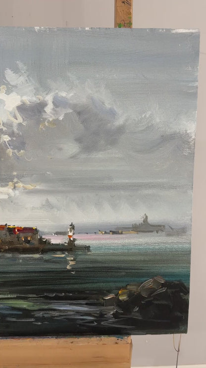 Kız Kulesi'nde Zaman Yağlı Boya Tablosu