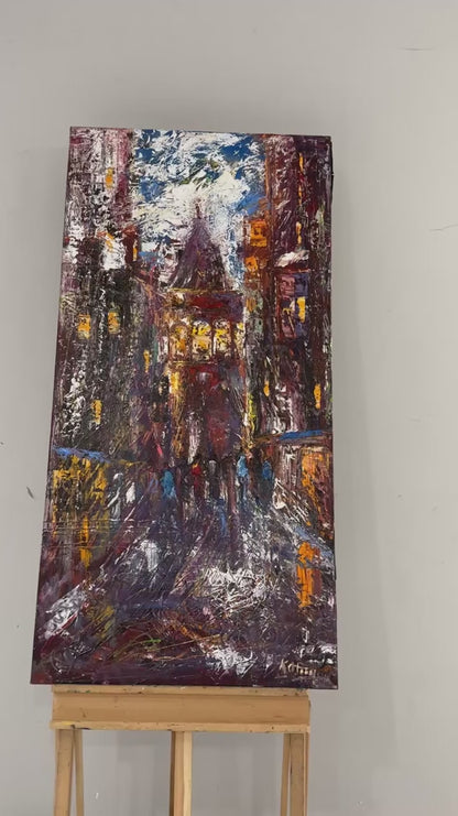 Şehrin Arasında Galata Yağlı Boya Tablosu
