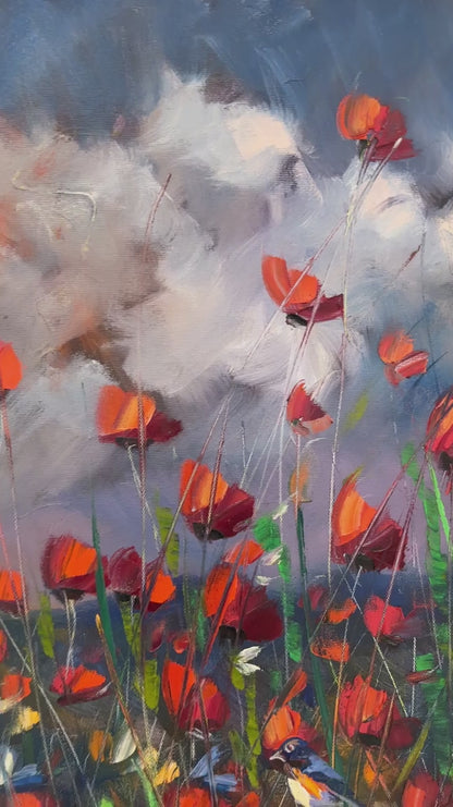 Gelinciklerin Bahar Şarkısı Yağlı Boya Tablosu