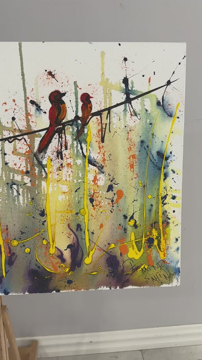 Kuşların Renkli Rüyası Yağlı Boya Tablosu