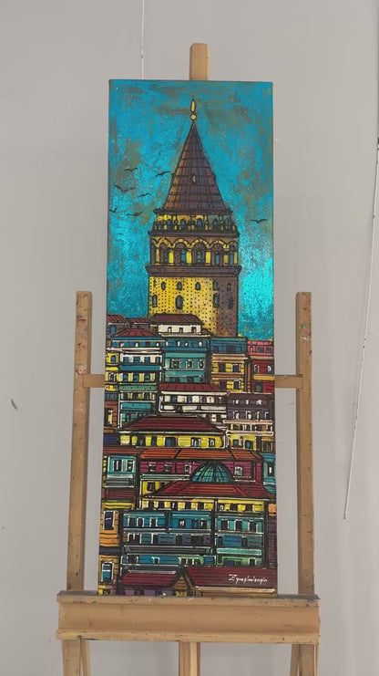 Bir Rüyanın İçinde Galata Yağlı Boya Tablosu