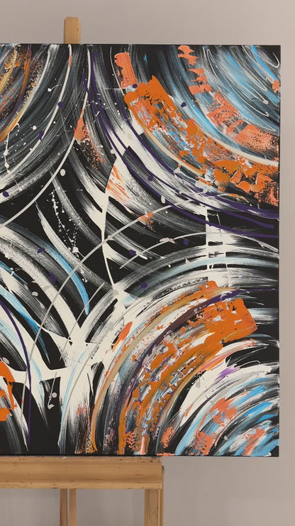 Soyut Renkli Dalgalar Yağlı Boya Tablosu