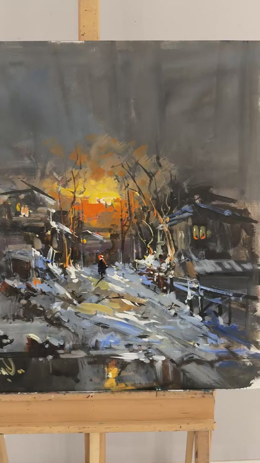 Harabelerde Gün Batımı Yağlı Boya Tablosu