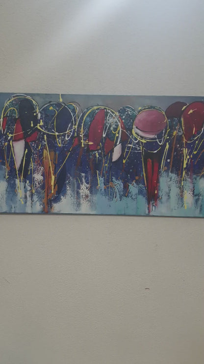 Şemsiyelerin Altında Dans Yağlı Boya Tablosu