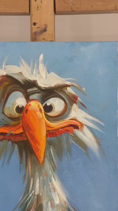 Meraklı Kuş Yağlı Boya Tablosu