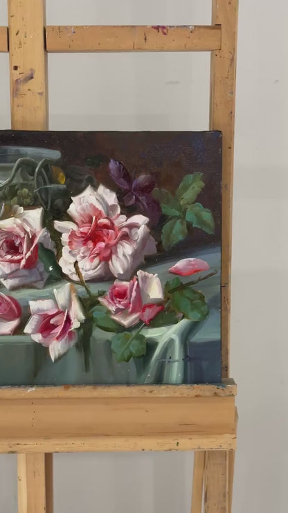 Düşen Güllerin Hikâyesi Yağlı Boya Tablosu