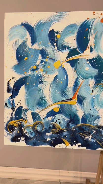 Renkli Kuşların Göçü Yağlı Boya Tablosu