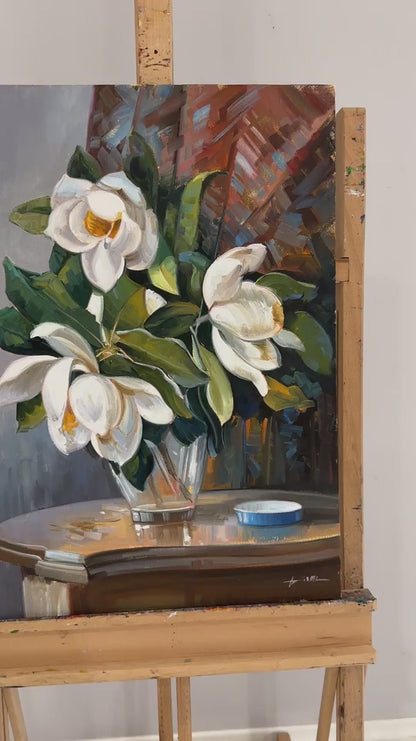 Vazodaki Beyaz Manolyalar Yağlı Boya Tablosu